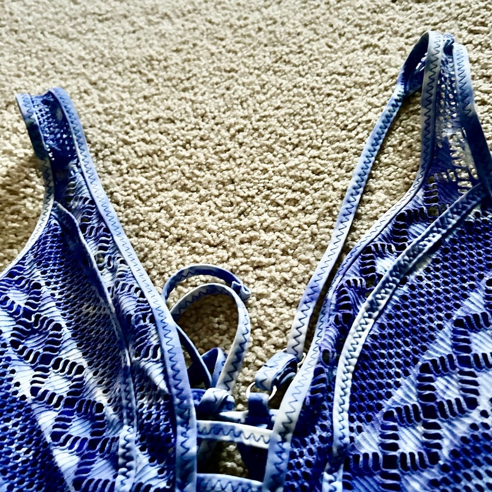 BECCA Blue Lace One-Piece Swimsuit - Picture 4 of 10